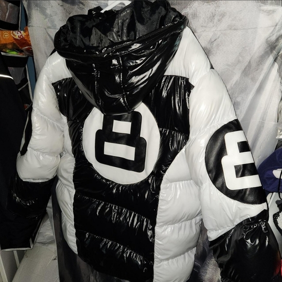 Rare Stylish Black and White Puffer Jacket with Removabe Hood & Fur Trim Mens 3x - Picture 5 of 16